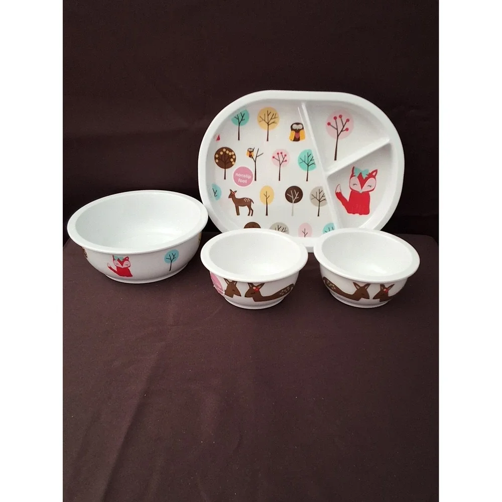 4 Piece Circo Melamine Dinner Set. Fox, Owl, Deer Theme. Never Used!!